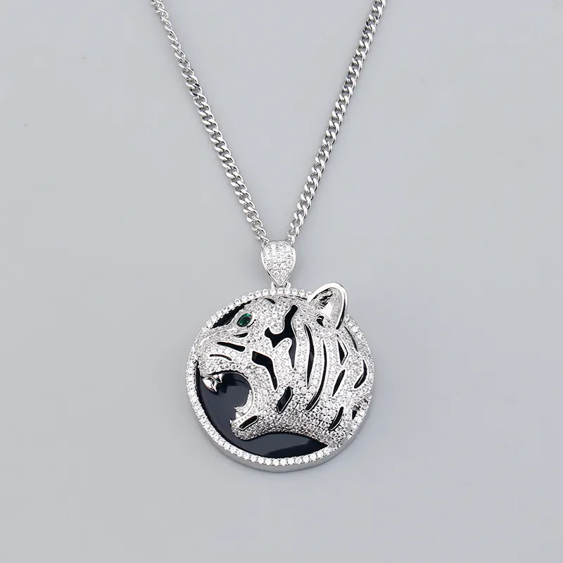 Coliere cu pandantiv cu leopard și cerc de designer, cruce sier, colier cu stras Crysatl pentru bărbați și femei, petrecere de nuntă_voghion.com