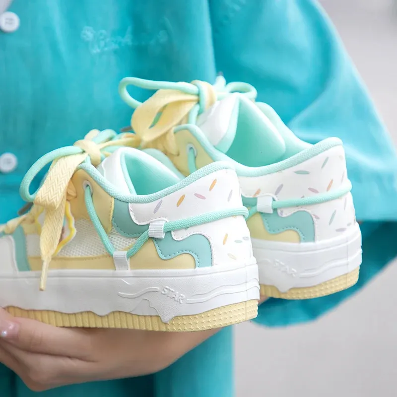 Tun Ice Cream color Carino casual Colore abbinato Preppy scarpe da ginnastica da donna Cake board scarpe 240703_voghion.com