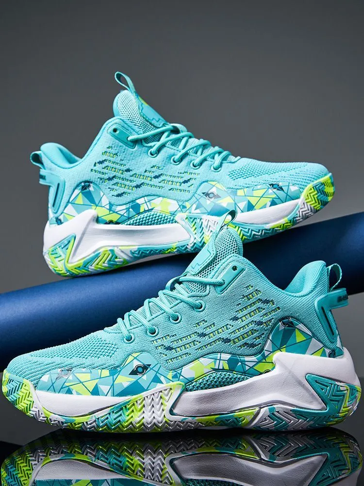 quality Hot Selg New Four Seasons Basketball Sports Breathable Elastic Blue Ball Shoes Men's High Top_voghion.com