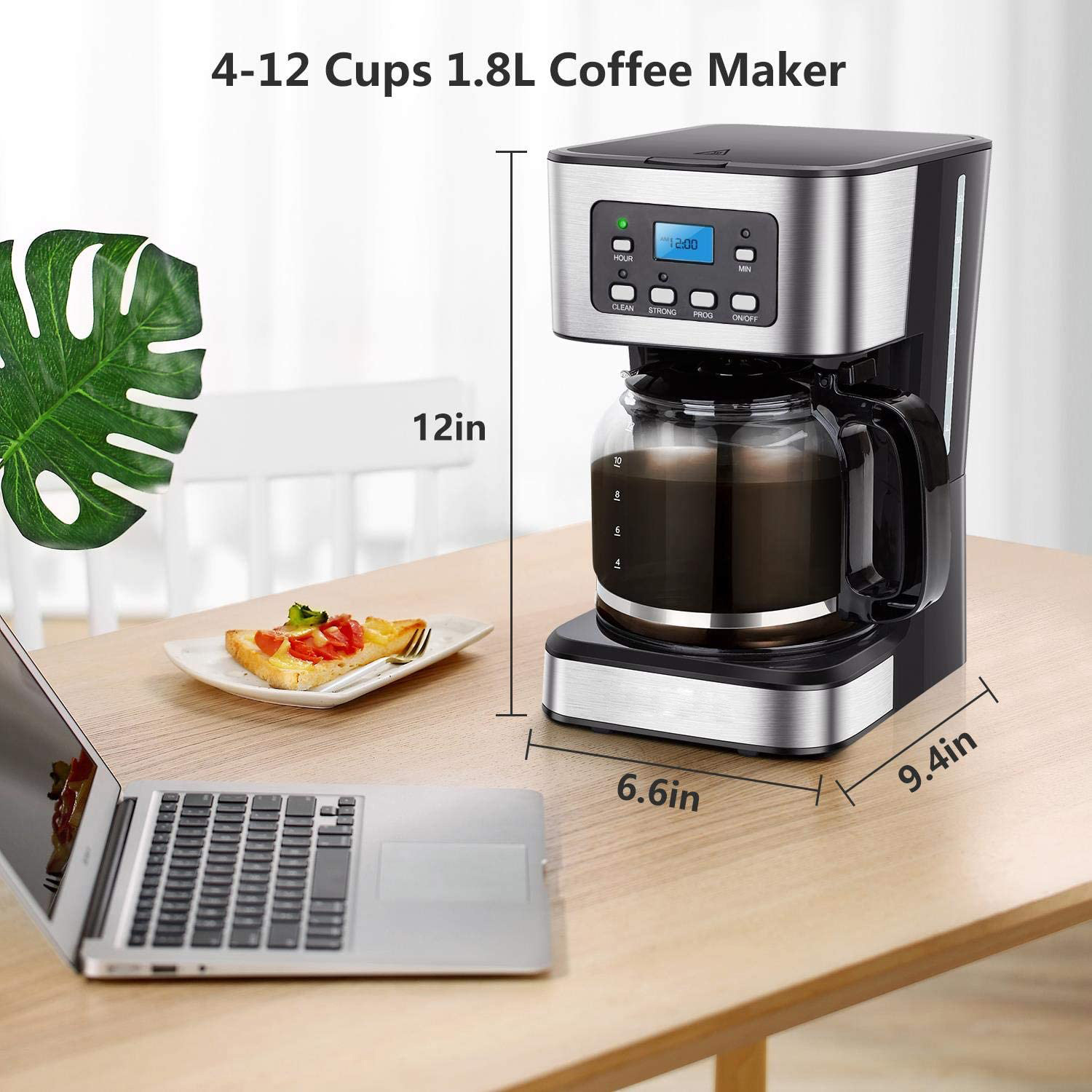 Máquina de café por gotejamento americana europeia de 1,5 L, reserva de 24 horas, função de isolamento, 950 W_voghion.com
