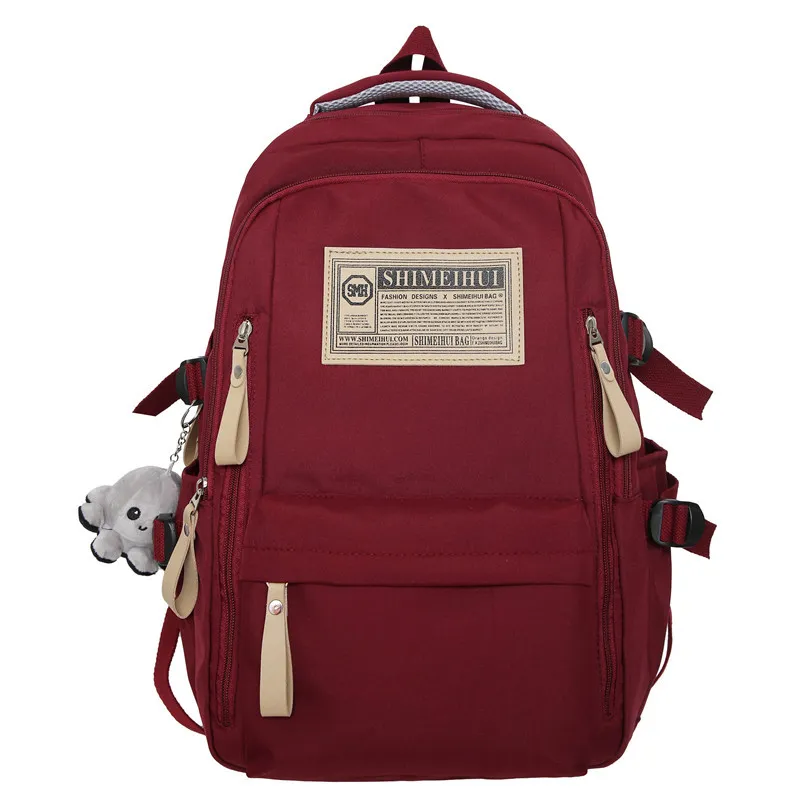 Mochila escolar de color liso, sencilla, para primavera y verano, para ordenador, viajes y ocio, de gran capacidad._voghion.com