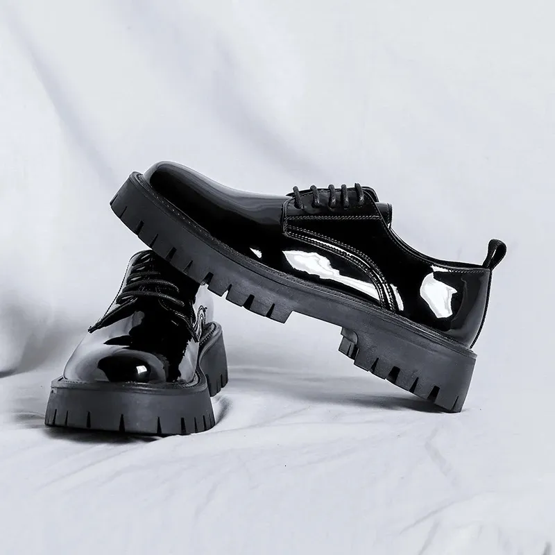 Chaussures en cuir à semelle haute pour homme, style décontracté, style japonais, Haruku, style coréen, streetwear, mode, affaires, mariage, 240614_voghion.com
