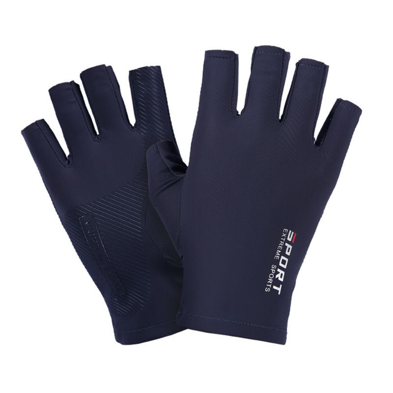Unisex Ice Silk Half Finger Cycg Fiess Driving High Elastic Sun Protection Gloves_voghion.com