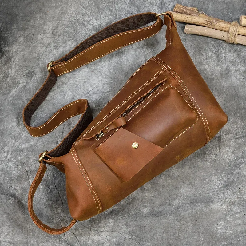 Featured Mens Genuine Backpack Crazy Horse Leather Daypack Travel Male Laptop Unique Bagpack Man Chest Bag 240902_voghion.com