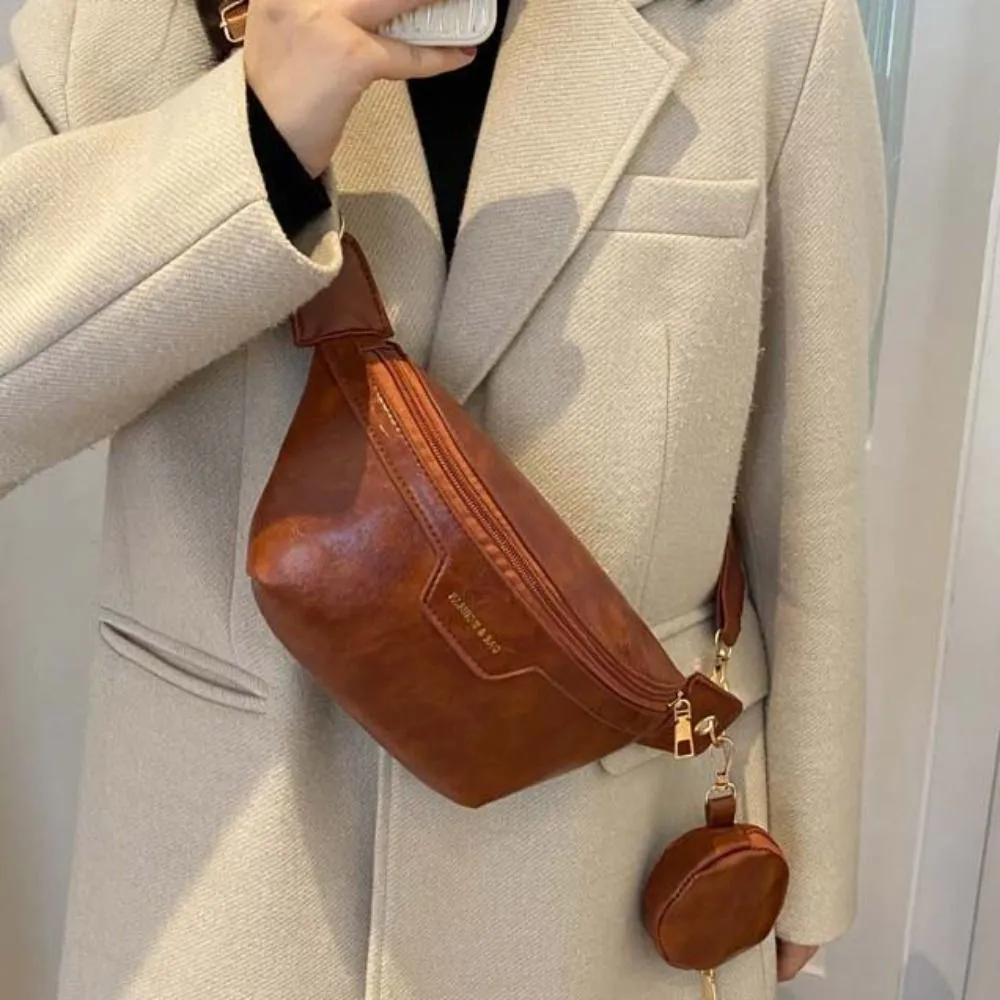 Marsupio da corsa di grande capacità, stile coreano, con portamonete e tracolla a mezzaluna, in PU, di design, per studenti_voghion.com