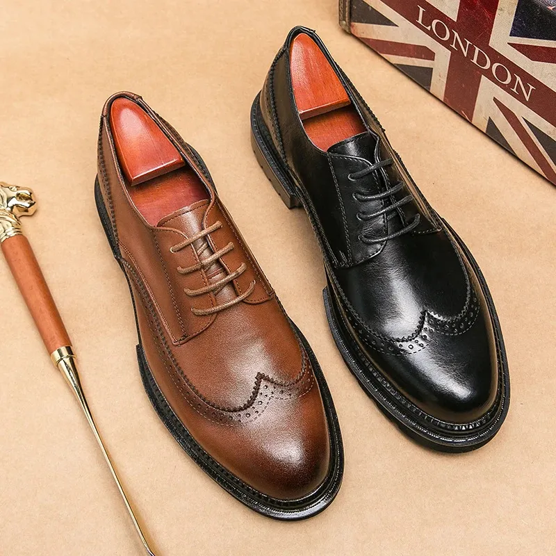 Formele zakelijke leren heren sociale bruiloft mode Oxford brogue snijwerk puntige kantoor schoenen 240621_voghion.com