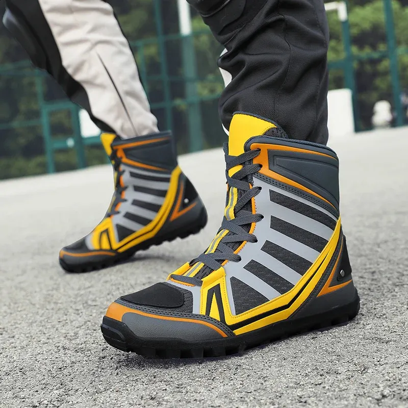 Breathable Striped Motorcycle Off-road Boots For Men Hiking Shoes_voghion.com