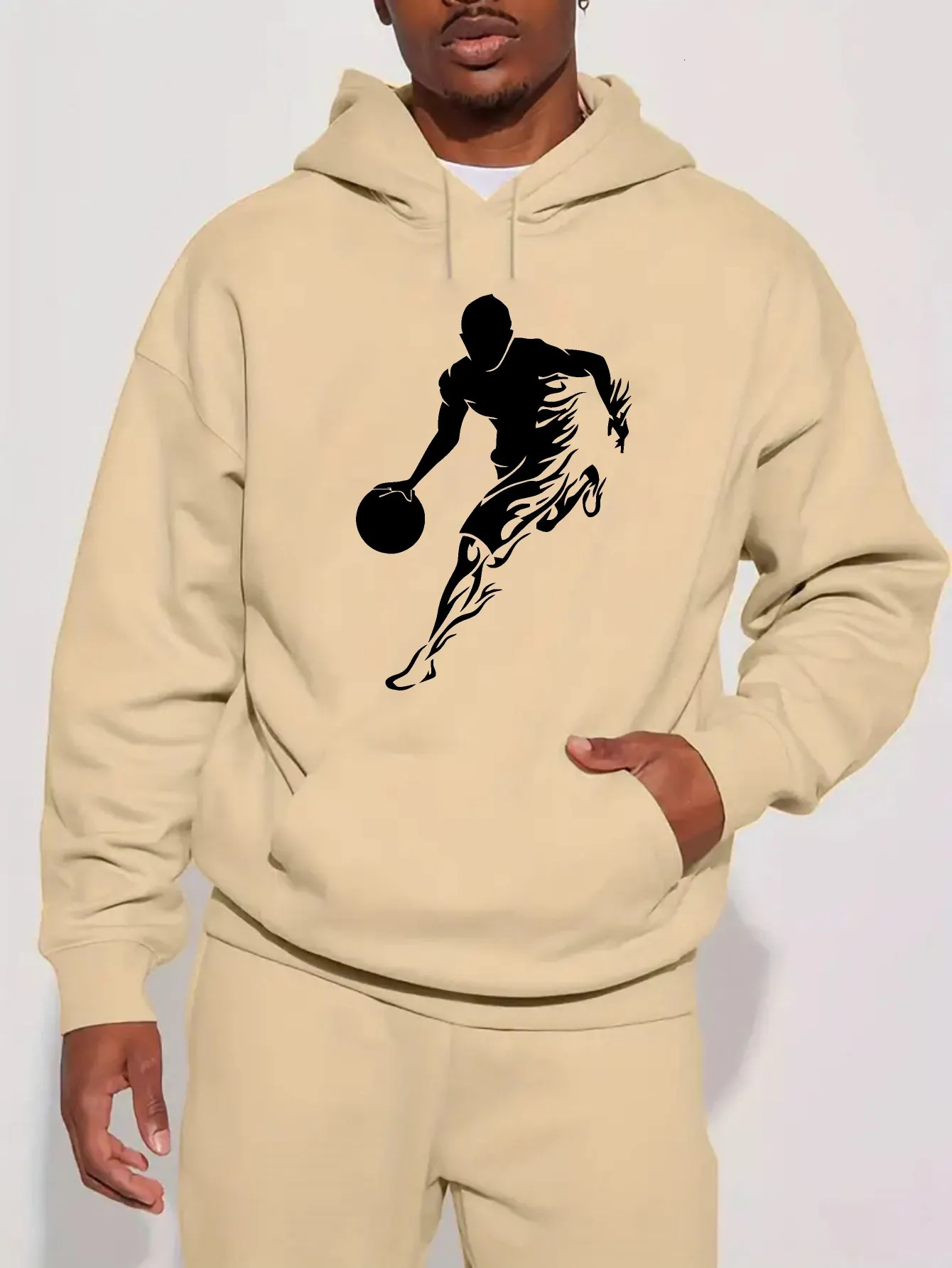 Lässiger, trendiger Kapuzenpullover für Herren mit BASKETBALL-Aufdruck, Pullover-Sweatshirt, langärmeliges Oberteil für männliche Mode 29f8d7b9_voghion.com