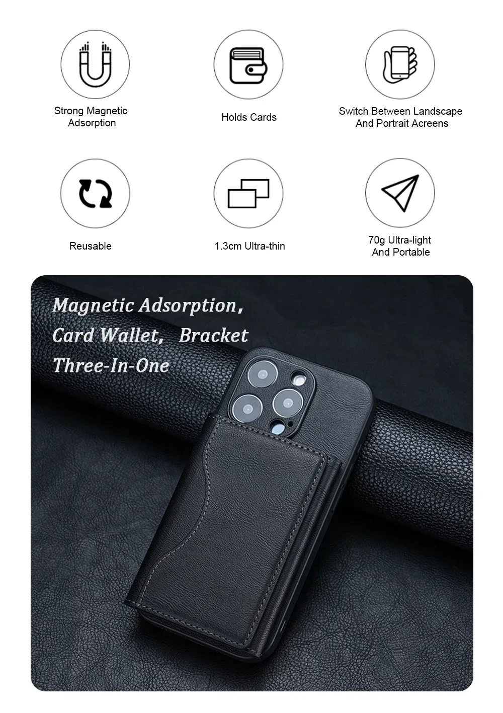 Magnetische Handyhülle Mit Kartenfach Für Iphone Magsafe Leder_voghion.com