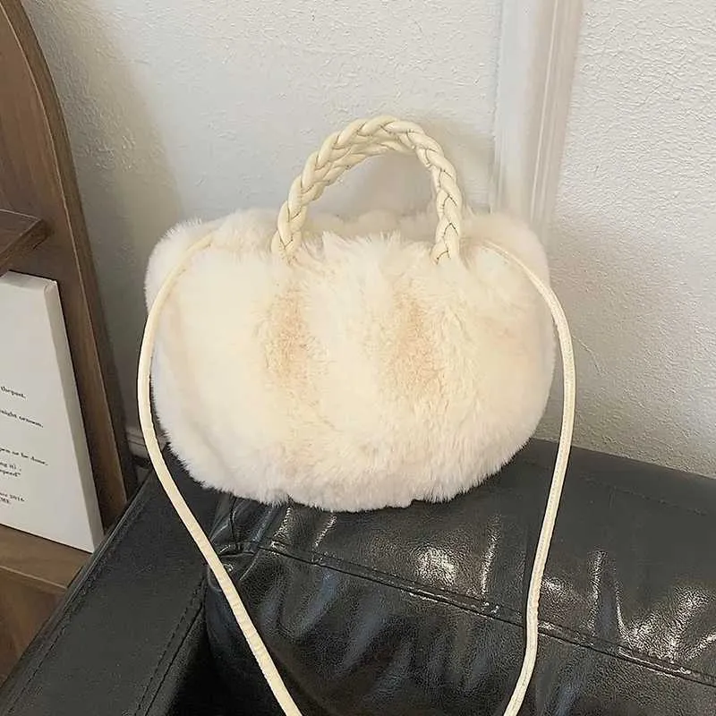 Sac à bandoulière multifonctionnel en fourrure pour femme, sac à main seau à la mode, sacs à bandoulière en peluche douce, mode fourrure nuage_voghion.com