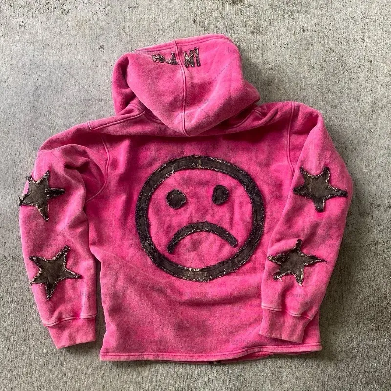 Herren Y2k Casual Retro Gothic Hoodies Europäische und amerikanische Buchstabenstickerei Übergroßer Hoodie Damen Y2K High Street Paarmantel Retro Loose_voghion.com