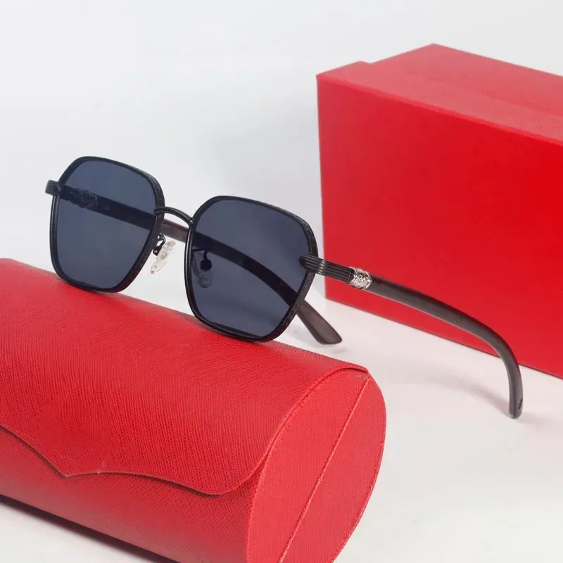 Lunettes de soleil carrées sans monture avec branches en bois_voghion.com