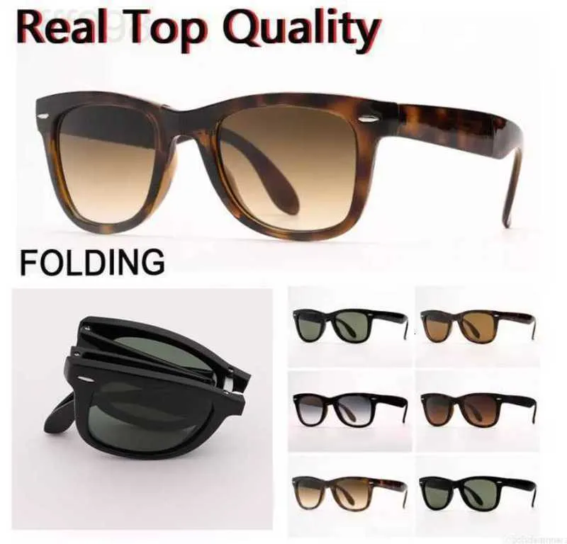 Sunglasses women sun glasses Folding sunglass mens foldable square gradient 50mm with UV400 glass lenses raies ban 2XVD2_voghion.com