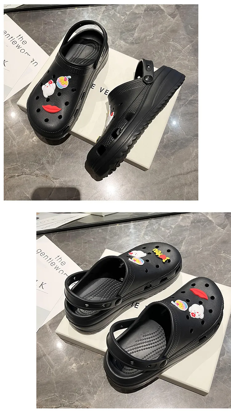 New Thick Sole 2024 Summer Cute Beach Hole Shoes with Feet Feeg Cool Bathroom Anti slip and Odor Prevention Free_voghion.com