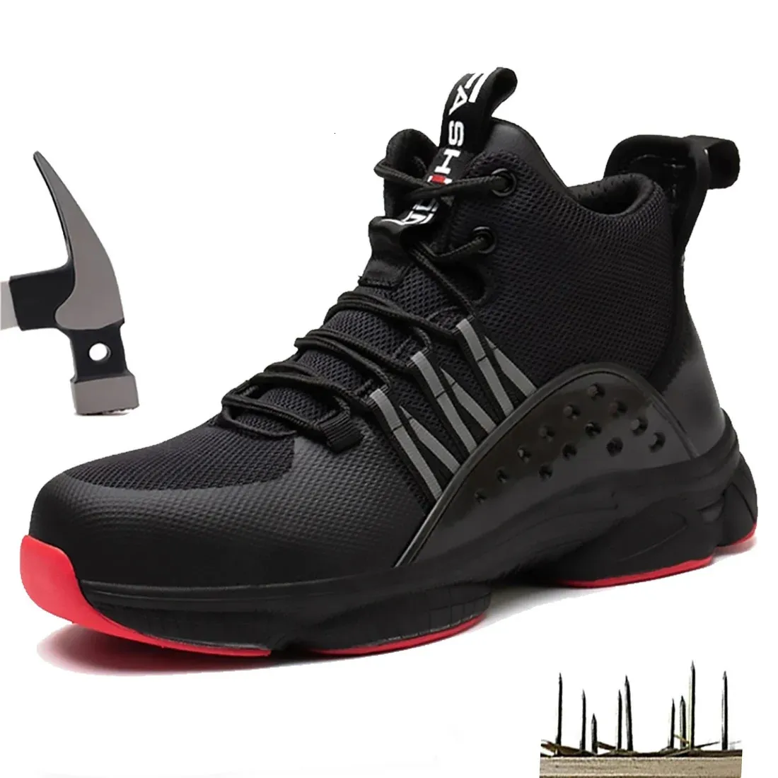 Male Work Boots Indestructible Safety Shoes Men Steel Toe PunctureProof Sneakers for 240613_voghion.com