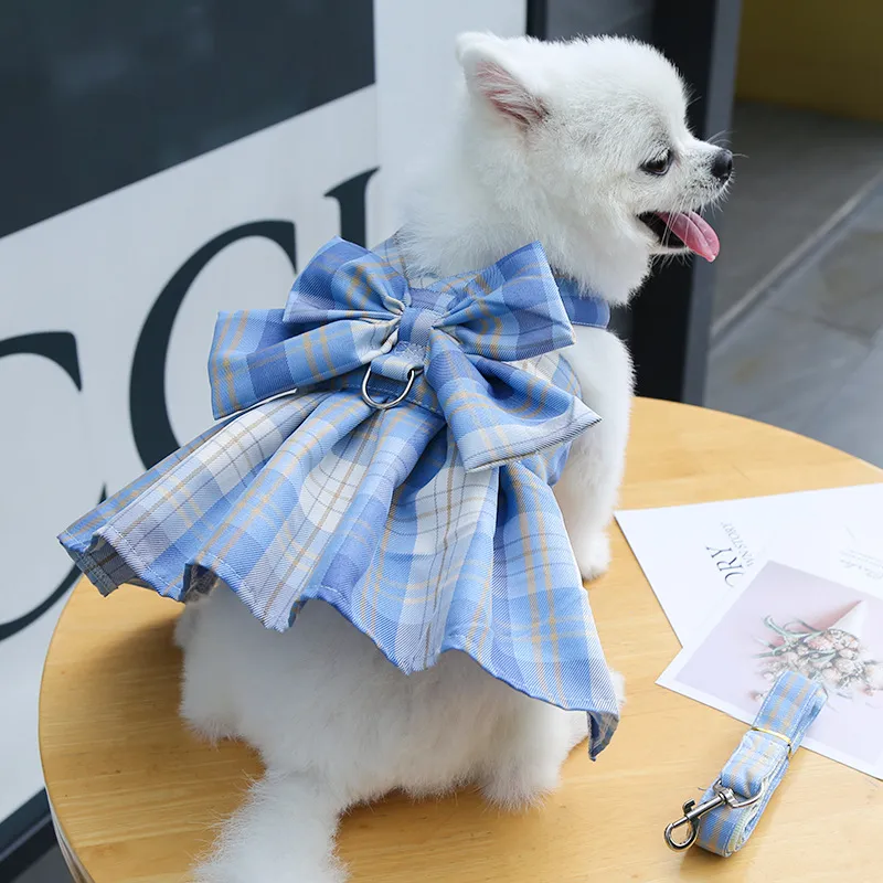 2025 neue Gurt Seil liefert JK Plaid Rock Walking Hund Katze Weste Haustier Kleidung mit Pulg Seil_voghion.com