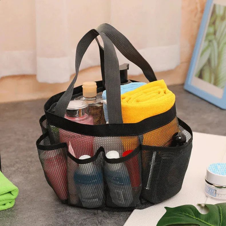 1 sac de voyage pour femme, grande capacité, noir, en maille, pour maquillage, trousse de toilette, organisateur de lavage, étui portable_voghion.com