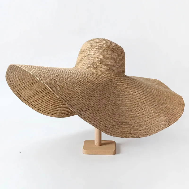 Foldable Women Oversized Ppy Straw Hat 70cm Diameter Large Brim Summer Sun Hats Panama Travel Beach Wholesale 240619_voghion.com