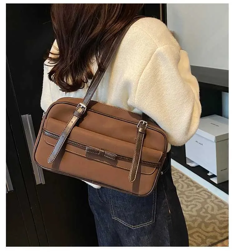 Damen Umhängetasche aus mattiertem Leder mit großer Kapazität, für den täglichen Gebrauch, Umhängetasche mit Griff, Tragetasche, weiche Unterarmtasche_voghion.com