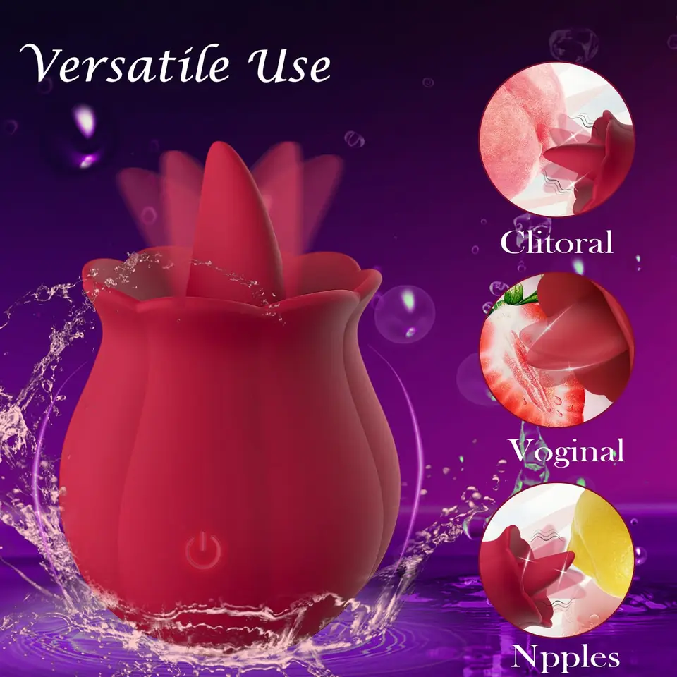 Rosen-vibrator Mit Zungenstimulation Für Damen 10 Modi_voghion.com
