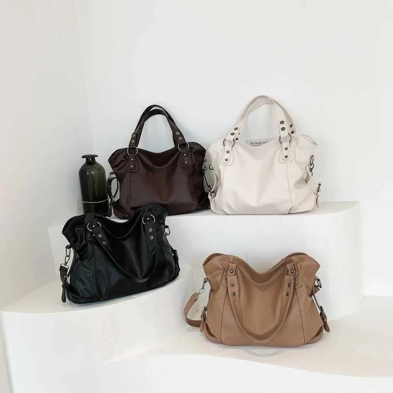 Designer-Tasche, große Kapazität, schwarze Schultertasche, geeignet für Frauen, große Einkaufstasche, einfarbig, weiches Leder, Umhängetasche_voghion.com