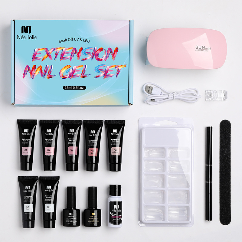 Nee Jolie 15ml Nail Extension Gel Set - Paperless Quick Crystal Extender | Color Box Packaging_voghion.com