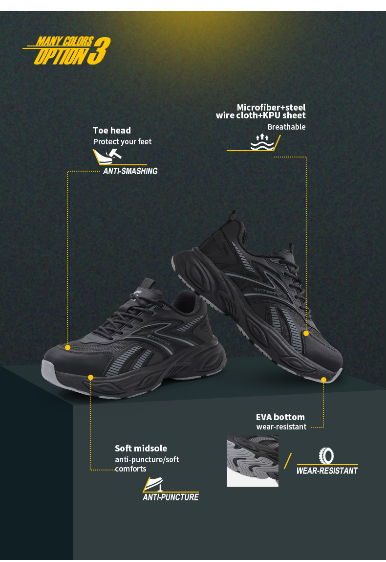 Buty robocze GUYISA z metalowym noskiem, lekkie, odporne na rozbicie i przebicie, rozmiar 5056 39-44_voghion.com