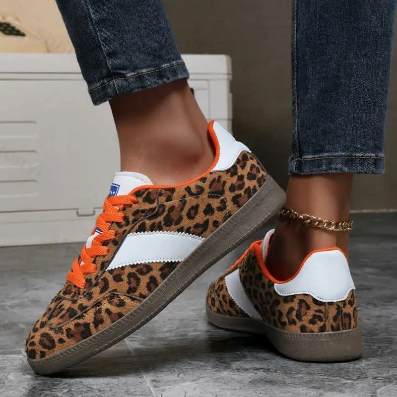 Leopard Print Women Outdoor Classic Retro Trainers Walking Sneakers Fashion Free Shipping New Lace Up Non-Slip Casual_voghion.com