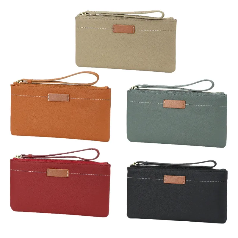 URBAN MASTER Clutch aus echtem Leder in einfarbiger Optik, ultramodische, dünne Handy-Geldbörse mit Reißverschluss,_voghion.com