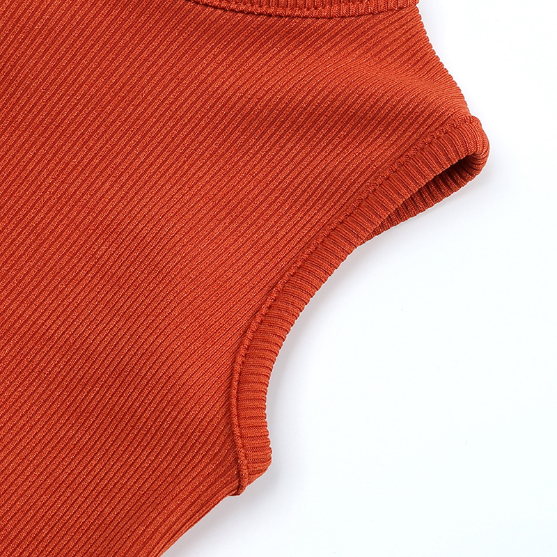 Mutter & Kinder Mädchen Sommer Ins Baumwolle gestreiften halbhohen Kragen elastischen Overall kleine und mittlere Kinder ärmellose Kleidung Großhandel Agent_voghion.com