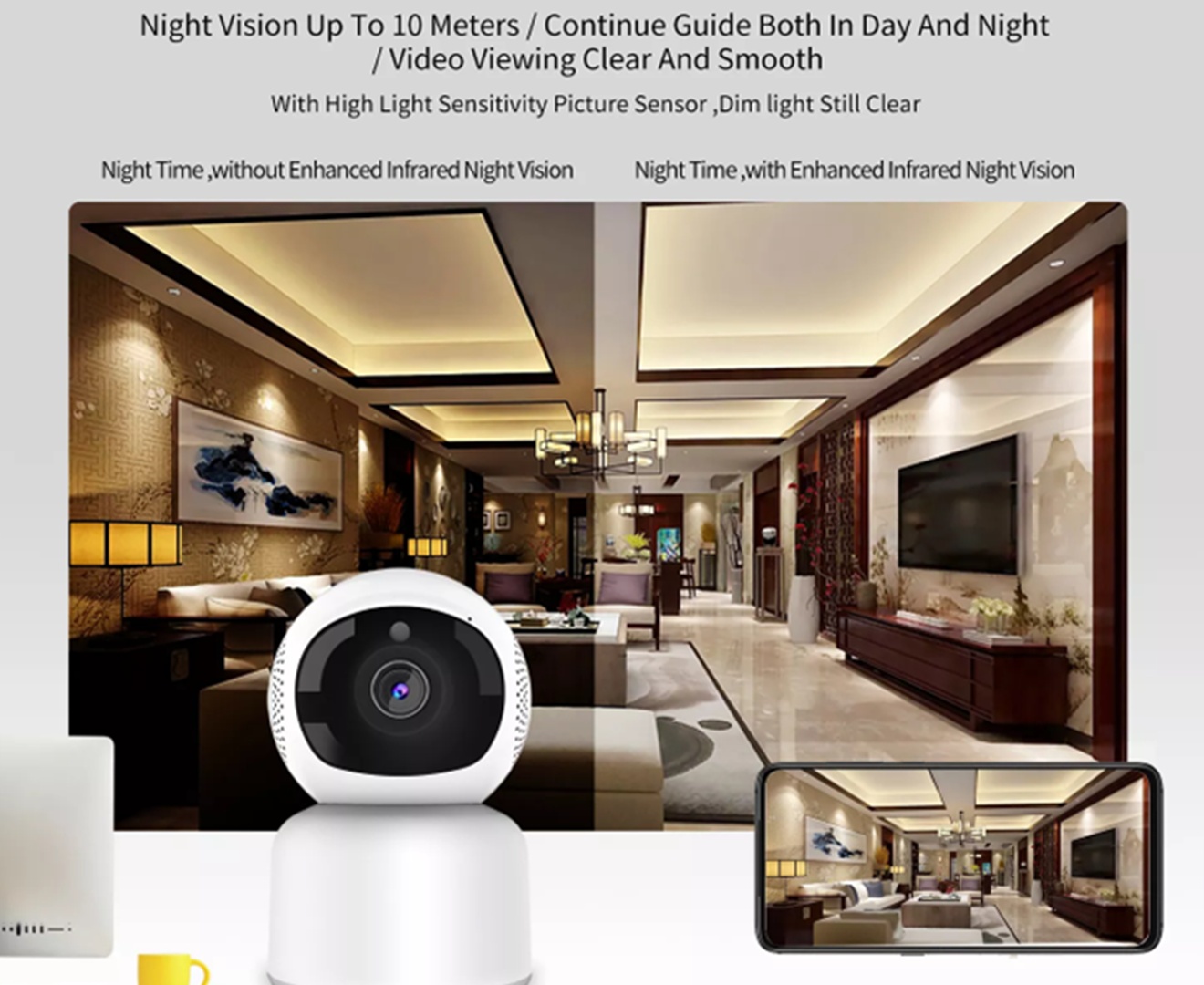 C04 6X 1080P Camera WiFi Monitor Smart Home Surveillance Tracking Two-way Audio_voghion.com