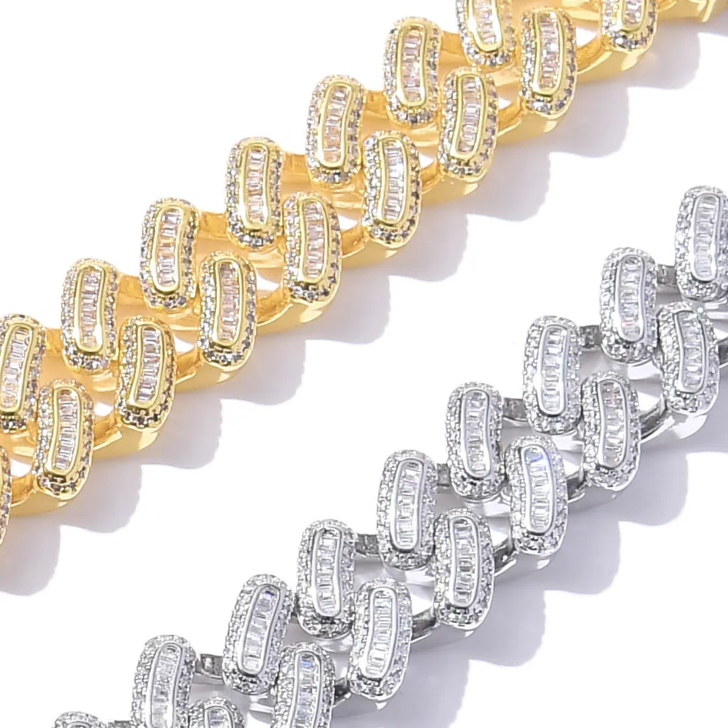 Bracciale cuban link hip hop con zirconi per uomo color argento_voghion.com