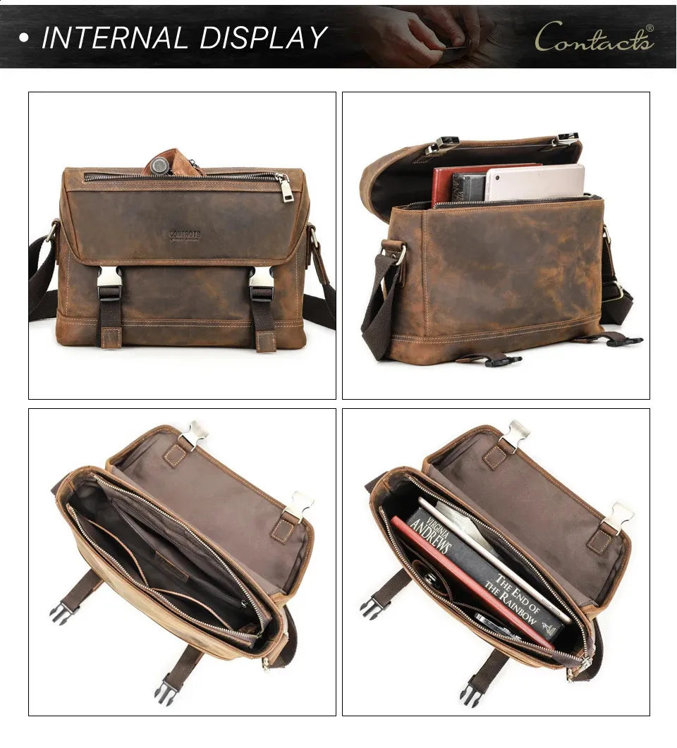 Echtes Leder Klappe Schulter Messenger Bag für Männer Cross Body kleine Aktentasche männliche Büro Dokument für iPad Pro 13 12,9_voghion.com