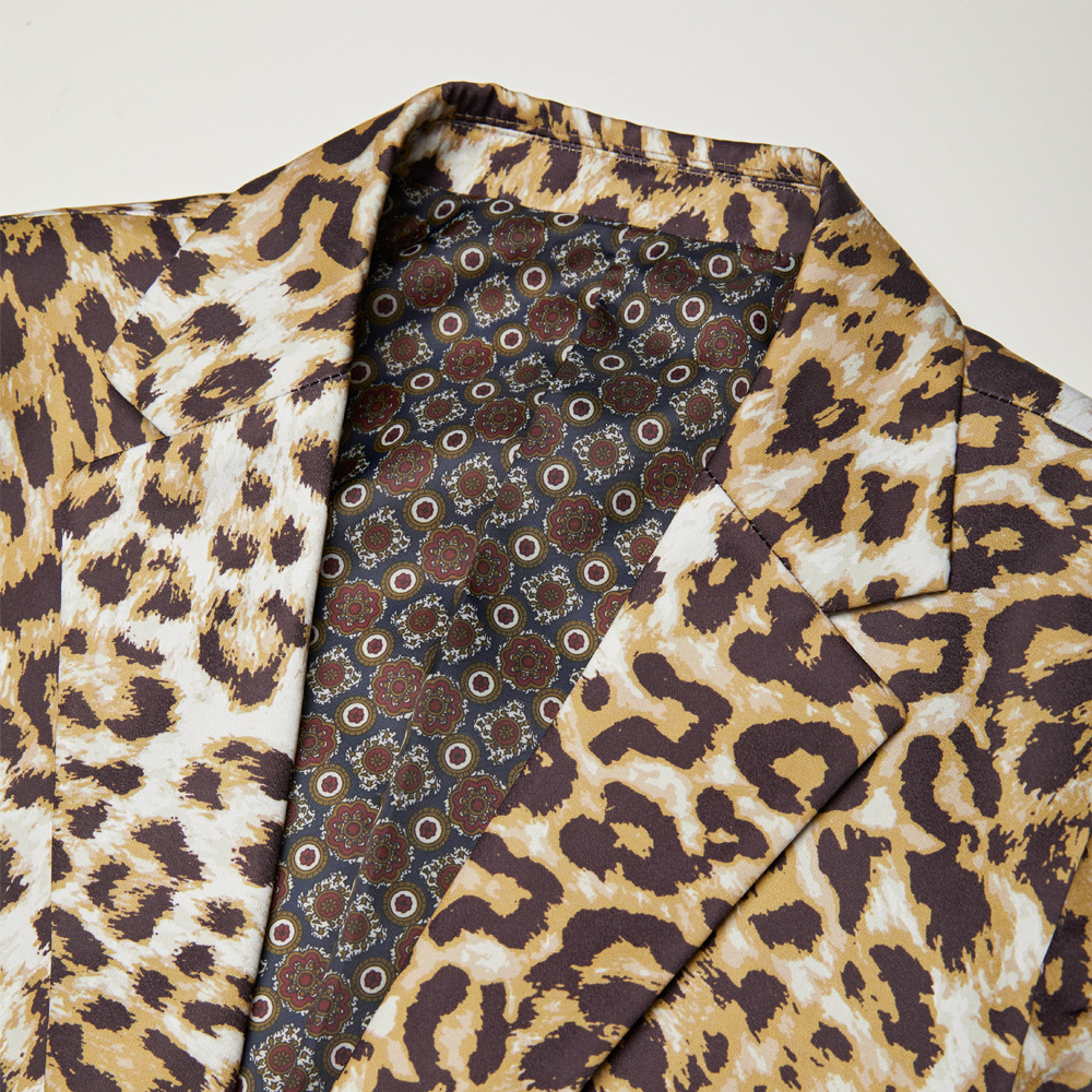 Vyriški drabužiaiNaujas vyriškas leopardo rašto kostiumasKorejietiškas plonas vienspalvis kostiumasLaikinas gėlėtas švarkasNaktinis klubasMC Vyrų mados šou_voghion.com