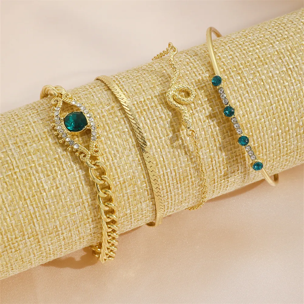 Sindlan 4PCS Set Bracelet For Women High Quality Diamond Zircon Jewelry Sets_voghion.com