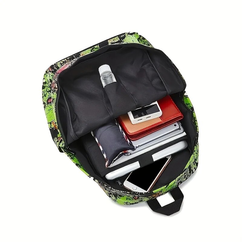 Ghost Skull Print Luminous Horror Night Computer Laptop Backpack Halloween Canvas School Bag for Carnival Mardi Gras_voghion.com