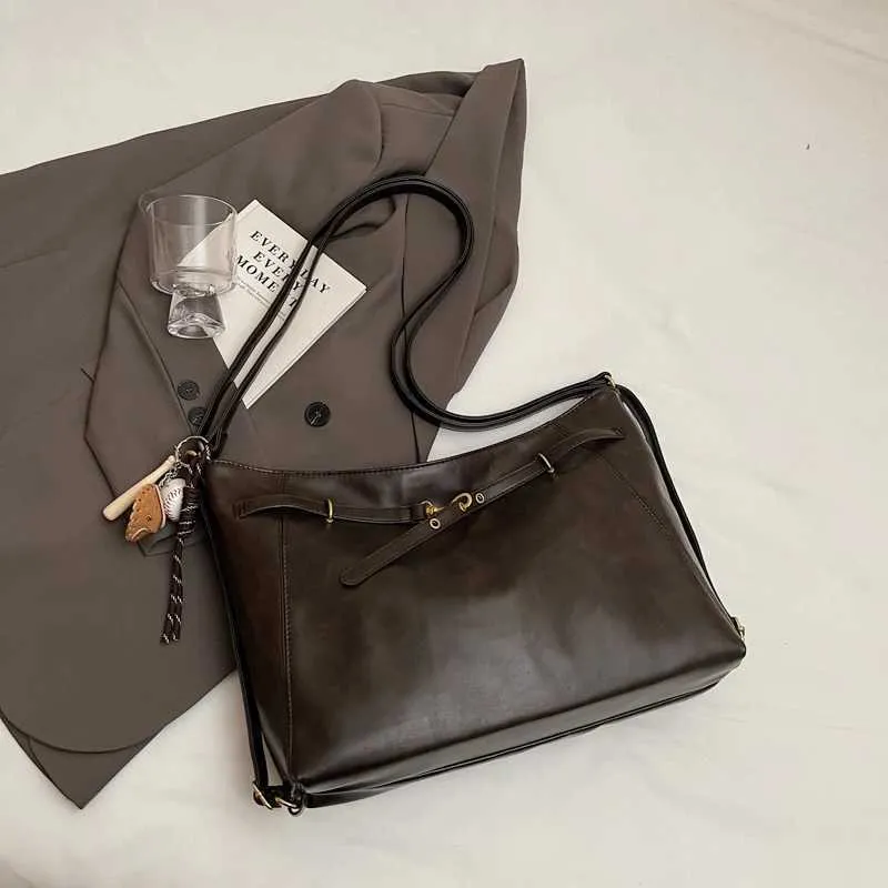 Ladies large capacity shoulder bag fashionable solid color PU casual zipper crossbody ba241216_voghion.com