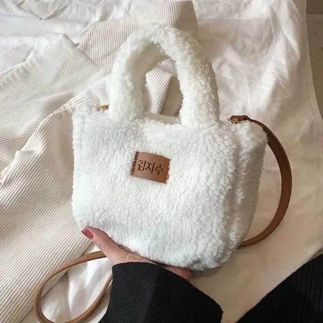 Borsa da donna firmata, secchiello, autunno inverno, borsa a tracolla in peluche, morbida e soffice, portafoglio in cashmere artificiale da donna_voghion.com