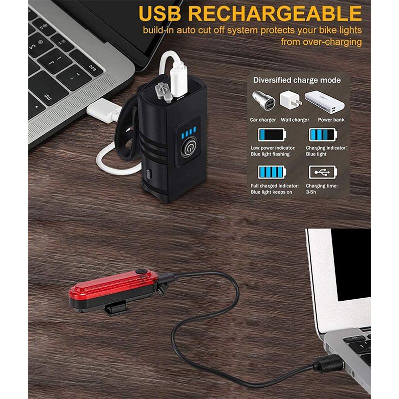 Phares de vélo de nuit à chargement USB [2 perles de lampe] Lumières de vélo réglables de près et de loin 2021 Nouveau_voghion.com