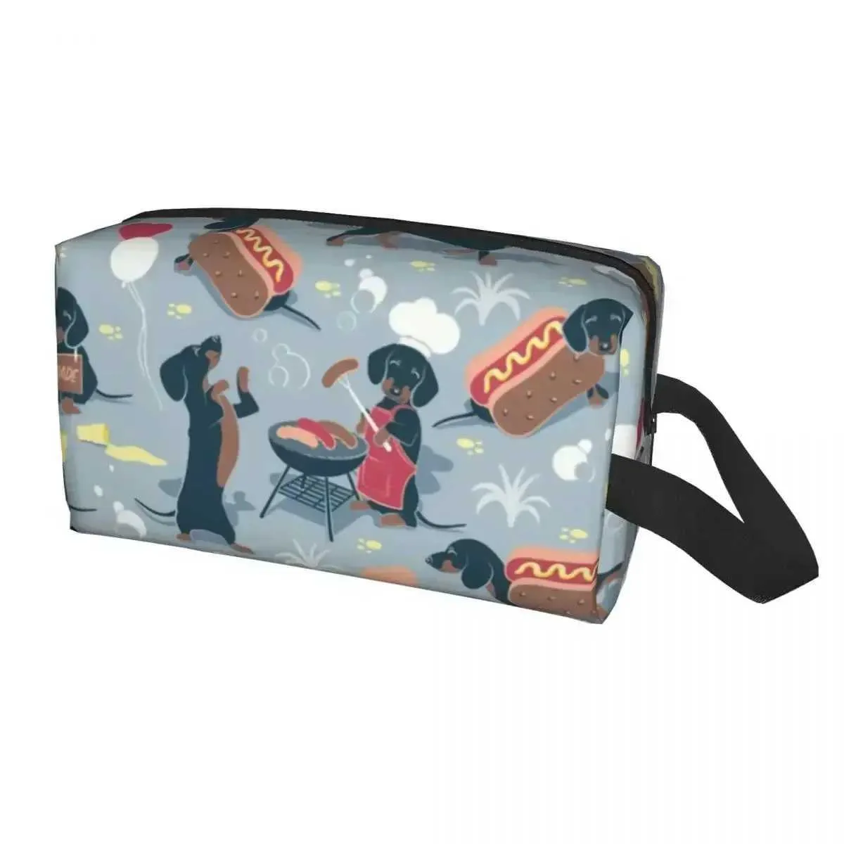 Reise-Toilettentasche mit Dackel-Motiv, Kawaii-Dachs-Soße, Wiener-Make-up-Organizer, Kosmetik-Aufbewahrungstasche für Damen, Dopp Kit Y241023_voghion.com