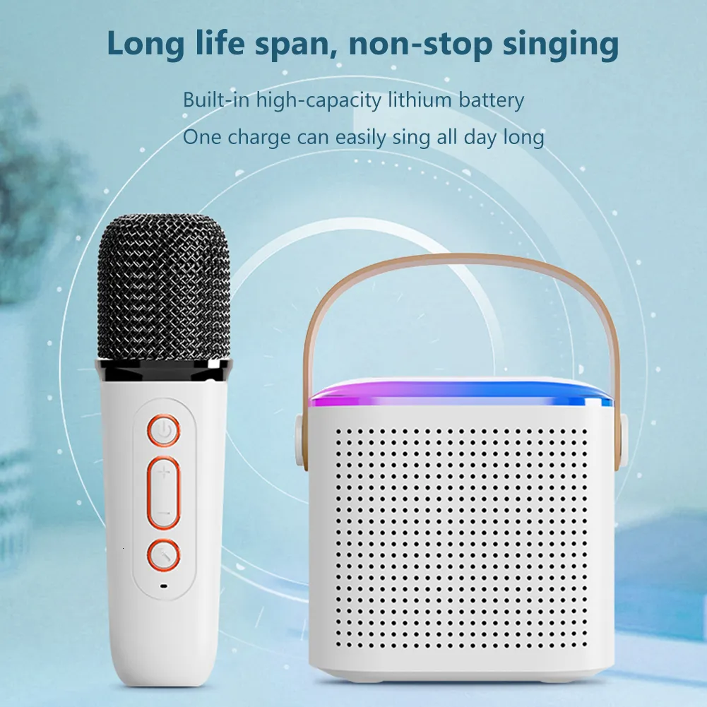 Microphones Y1 Mini Microphone Family Hine Bluetooth-Compatible 5.3 Stereo Sound Singing Karaoke Speaker Support 3.5mm_voghion.com