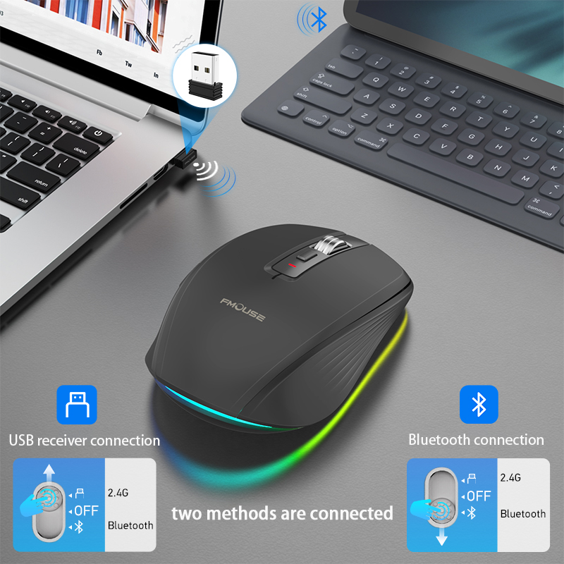 Bluetooth Wireless Mouse USB Computer Mouse Silent Ergonomic Mouse 2400 DPI Optical Mause Gamer Noiseless Mouse For PC Laptop_voghion.com