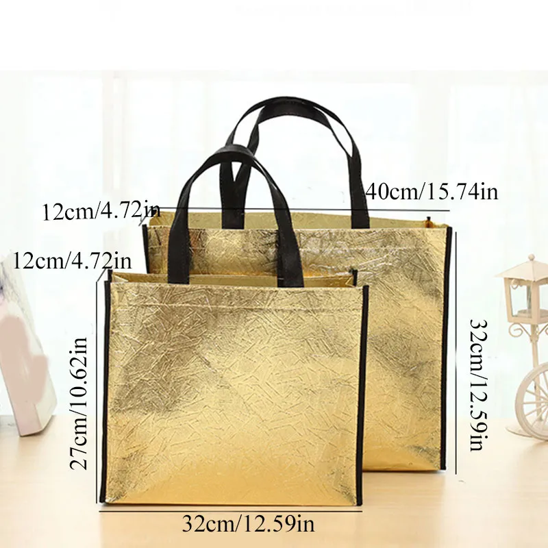 Fashion Waterproof Laser Foldable Eco Large Capacity Reusable Shopping Tote Non-woven Fabric Bag Handbag_voghion.com