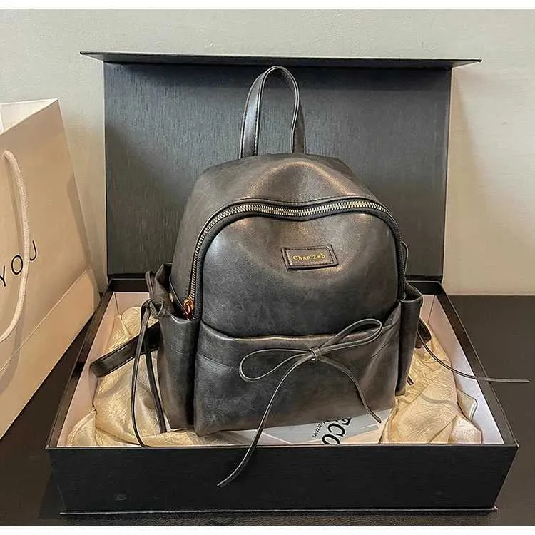 Retro Pu Rucksack Frauen Casual Solide Leder Kleine Schulter Taschen Große Kapazität Täglichen Pendeln Tragbare Packs Dame Griff_voghion.com