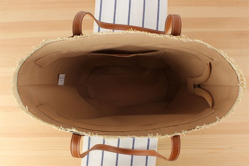 Freizeit Einfache Pendlertasche mit großer Kapazität Strandurlaub Papiergewebte Tasche Gestreifte Umhängetasche_voghion.com
