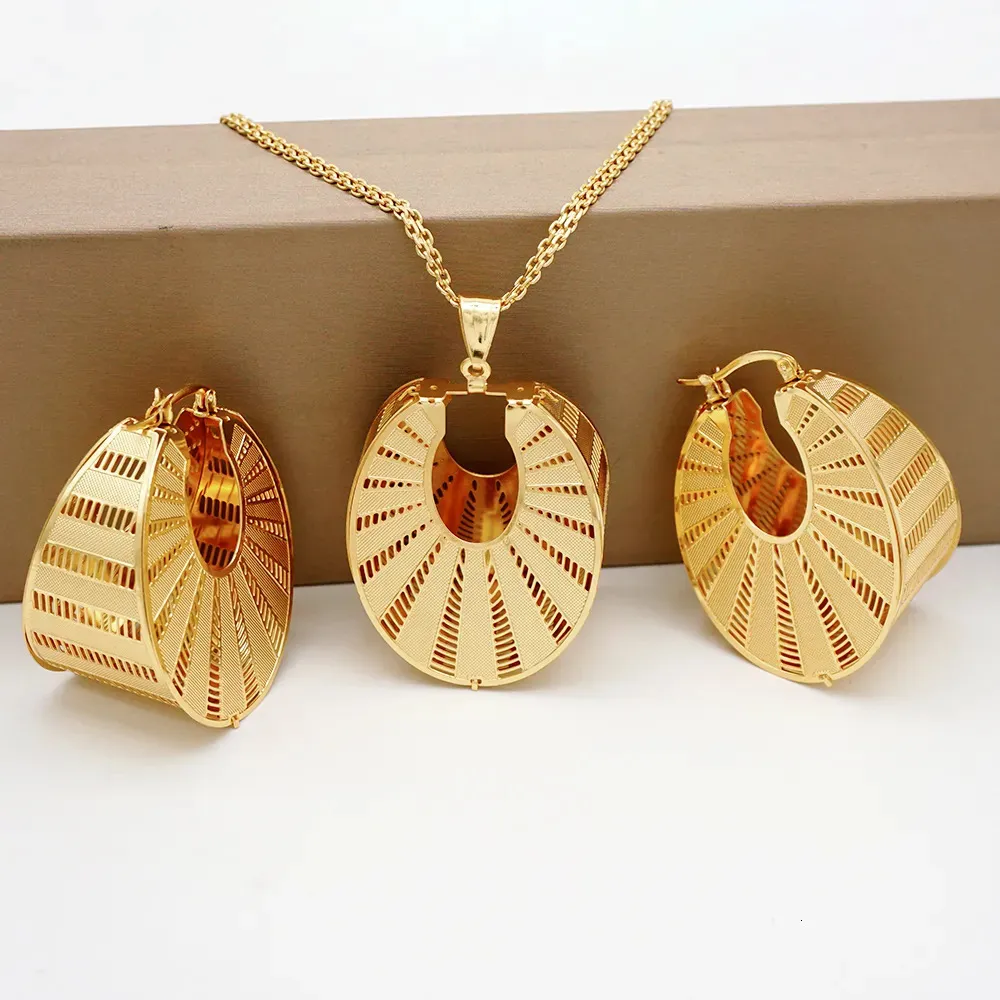 Wedding Jewelry Sets Fashion Dubai Copper Earrings Pendent Necklace For Women Romantic Daily Wear Party Anniversary_voghion.com