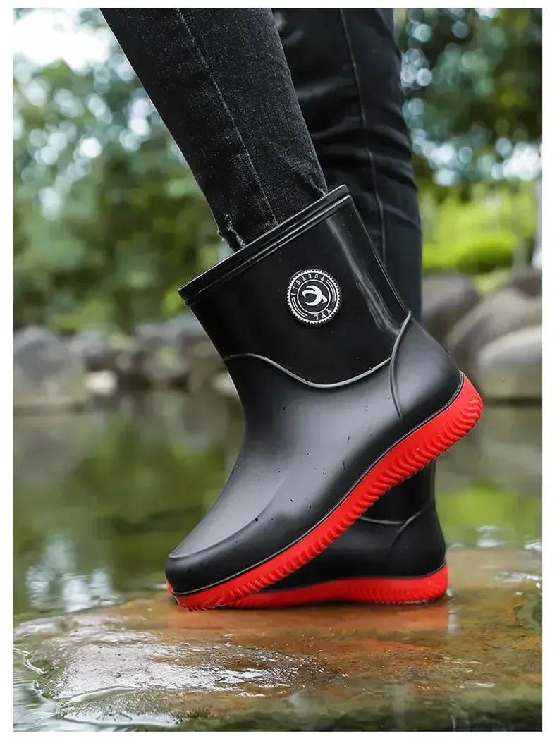 Botas de chuva de borracha impermeáveis para pesca e casual_voghion.com