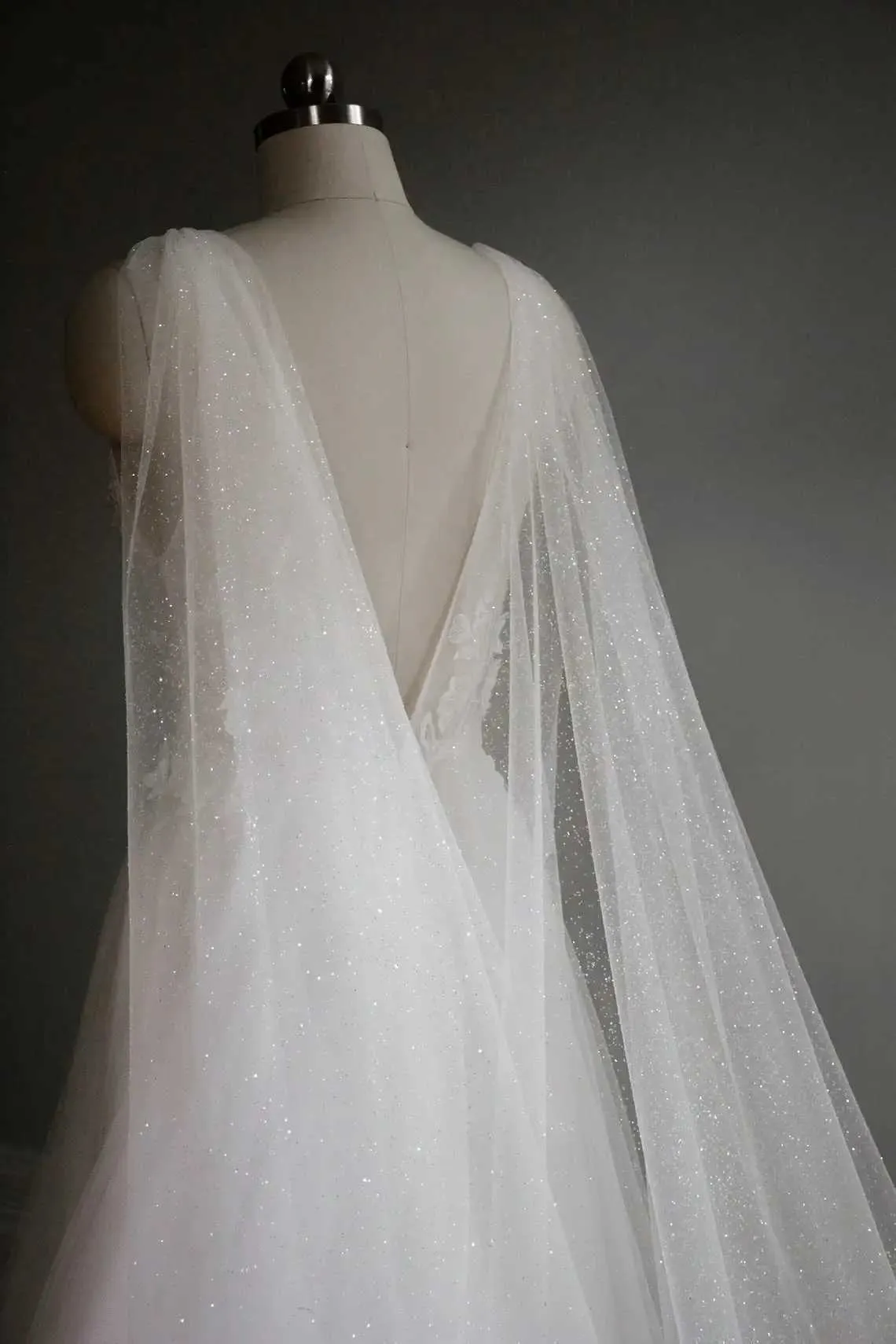 Bridal Cape Veil With Sequins For Women Elegant Wedding Shawl_voghion.com