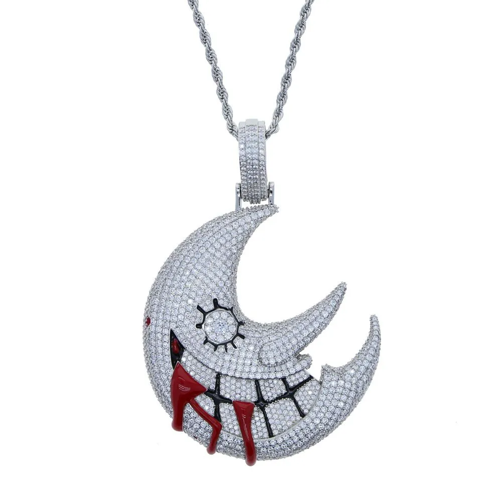 Collana con ciondolo luna in zircone 5a placcato oro gioiello_voghion.com