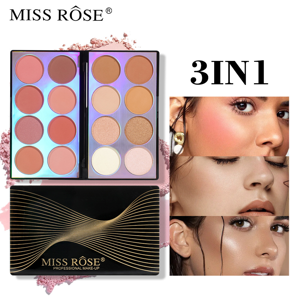 Makeup Matte Blush Contouring All In One Face Brightening Highlight Pearlescent Eyeshadow Palette_voghion.com